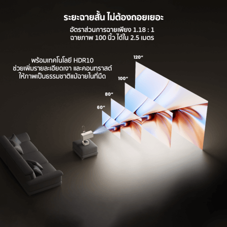 โปรเจคเตอร์ YABER T1 PRO สีเบจ หมุนได้ 180° คมชัด 1080P FHD สว่าง 220 ANSI LUMENS_10